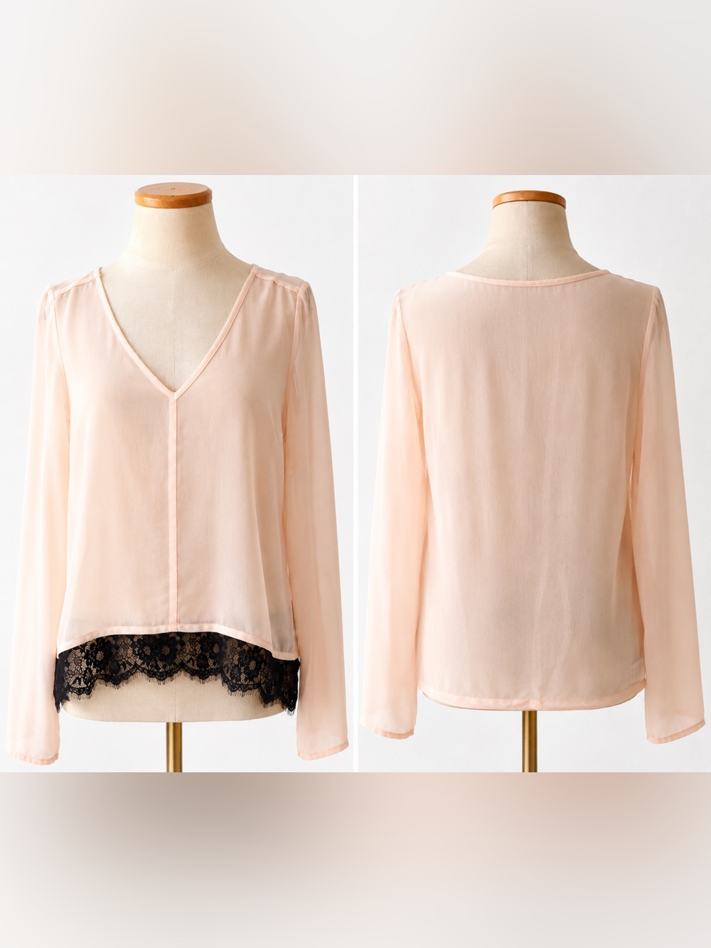 Robbi & Nikki NWOT Blush Sheer Lace Hem Blouse Pink Small Romantic